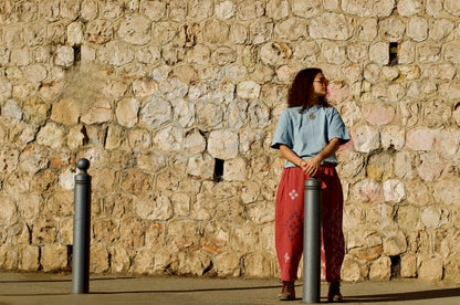 the terracotta blockprint balloon pant