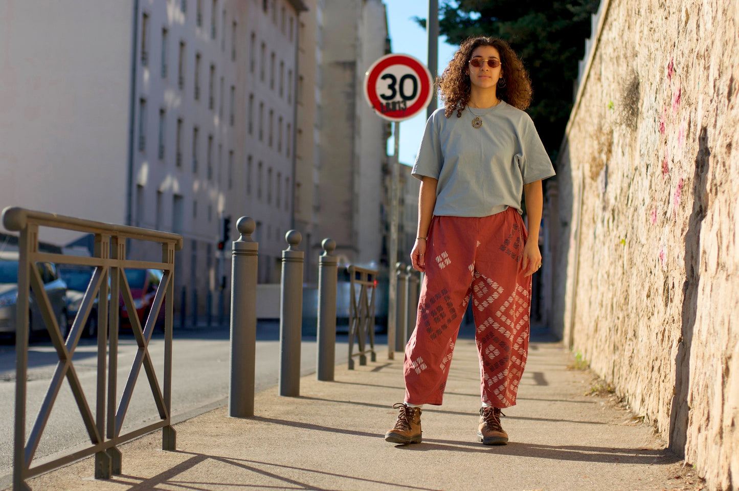 the terracotta blockprint balloon pant