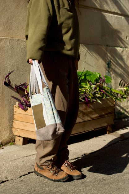 the calm colored quilted mini tote bag
